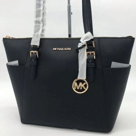 Michael Kors Charlotte LG TZ Tote Bag Black - Picture 1 of 12
